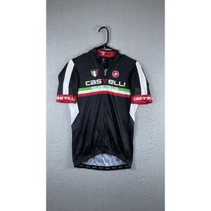 Castelli Milano Italia Cycling Jersey Mens Large Black Full Zip Short Sleeve